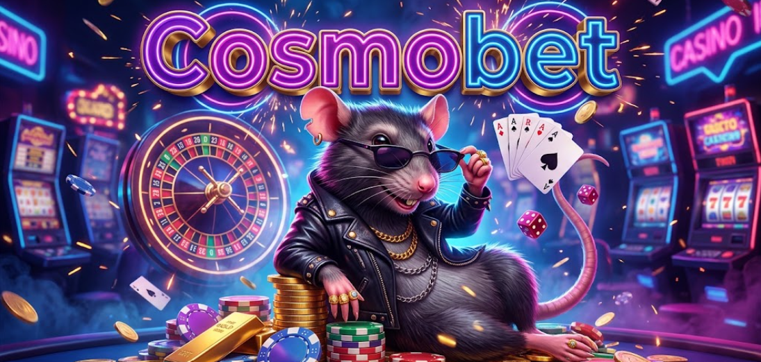 Банер з вітальним бонусом Cosmobet для нових гравців